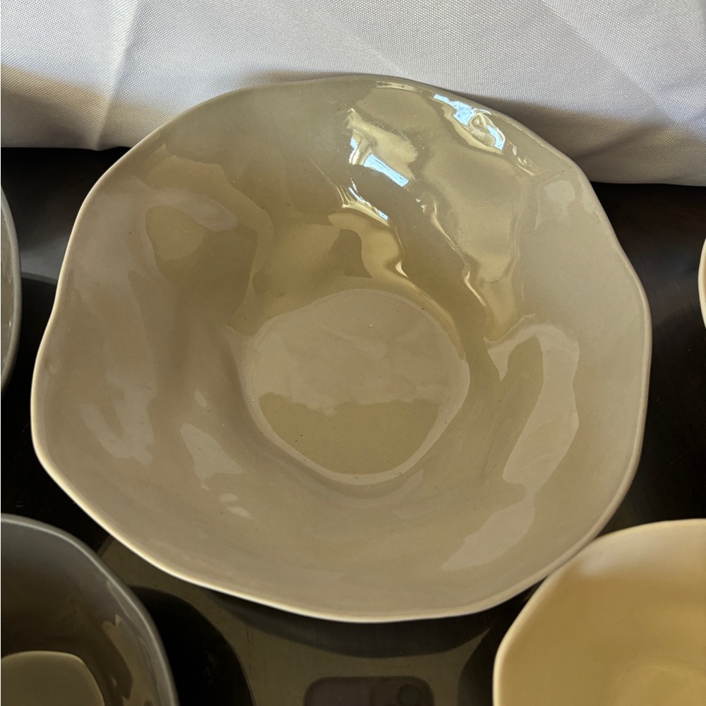 Set of Be Home Stoneware Bowls in Gray and Cream - Picture 3 of 16